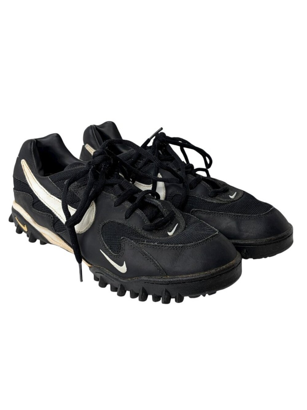 Vintage 1998 Nike Turf Shoes Men’s 11 Black White 121040-011 Aggressive Cleat Lu